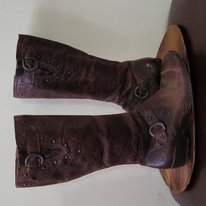 boc Brown Distressed Leather Heeled Boots